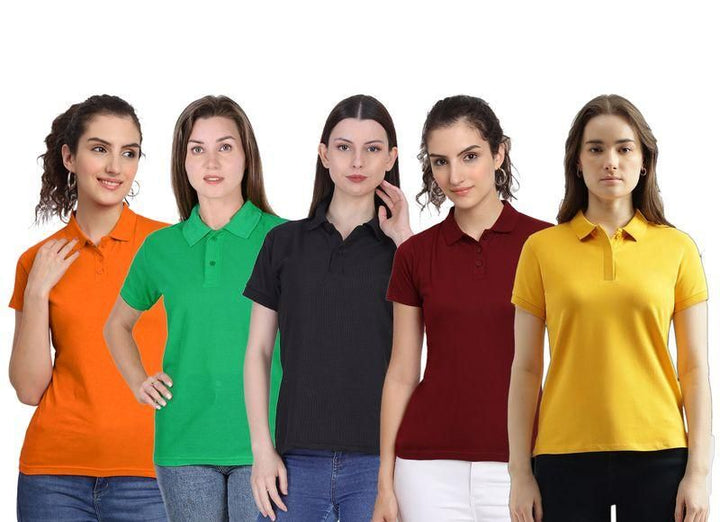 Ketex Cotton Blend Polo Neck T-shirt (Pack Of 5)