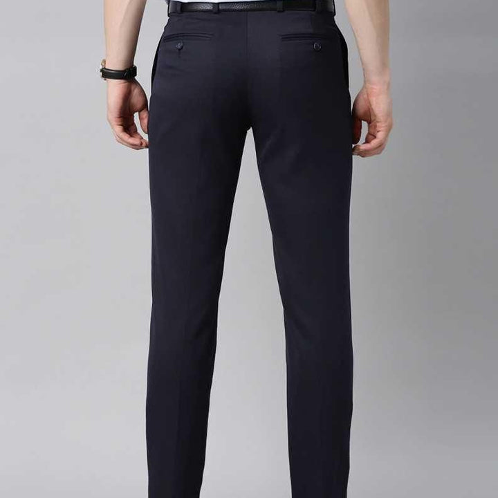 Lycra Blend Solid Regular Fit Mens Formal Trousers