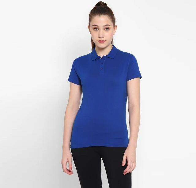 Ketex Royal Blue Cotton Blend Polo Neck Tshirt