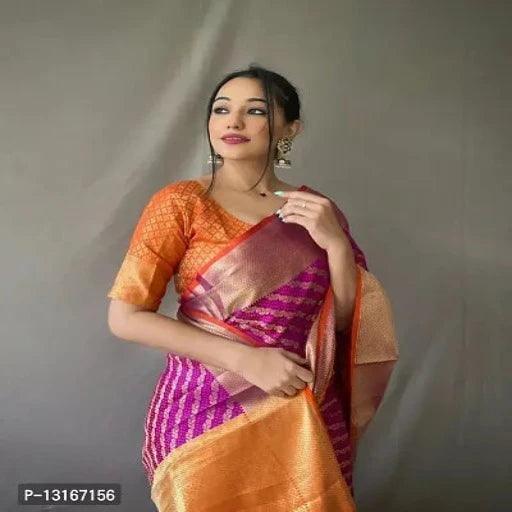 Womens Banarasi Silk Blend Saree With Blouse Piece - Springkart 