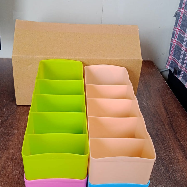 236 5-compartments Sockshandkerchiefunderwear Storage Box Socks Drawer Closet Organizer Storage Boxes (Pack Of 4)