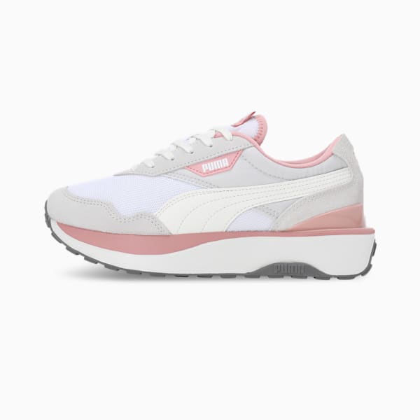 Side view of PUMA Women's Lifestyle Lace-Up Sneakers, showcasing the sleek design, breathable upper, cushioned insole, and iconic PUMA logo, designed for comfort and style in everyday wear.