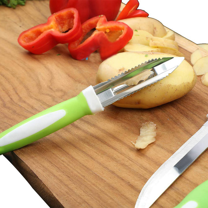 2211 Stainless Steel Knife  Peeler Set With Stand - 6 Pcs