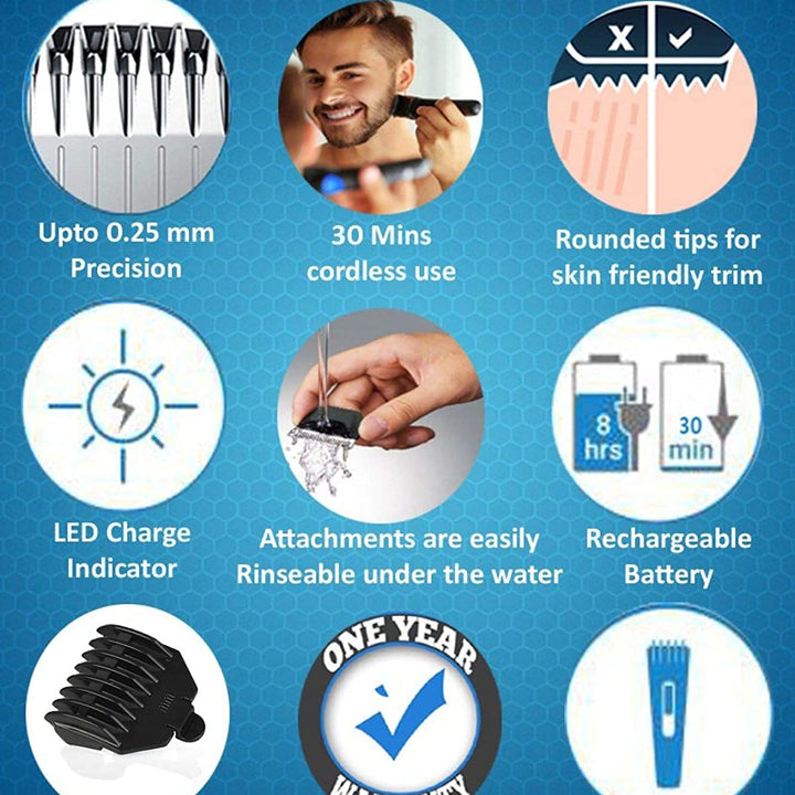 1437 Ns-216 Rechargeable Cordless Hair And Beard Trimmer For Mens