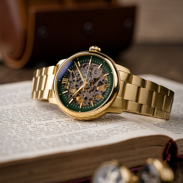 Earnshaw Cornwall Skeleton Automatic Gold Green