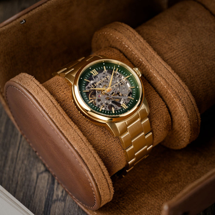 Earnshaw Cornwall Skeleton Automatic Gold Green