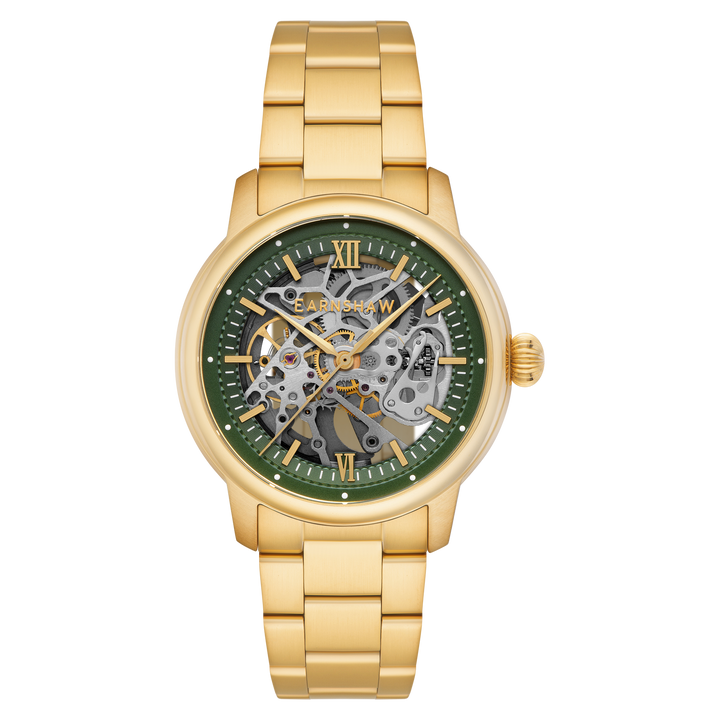 Earnshaw Cornwall Skeleton Automatic Gold Green