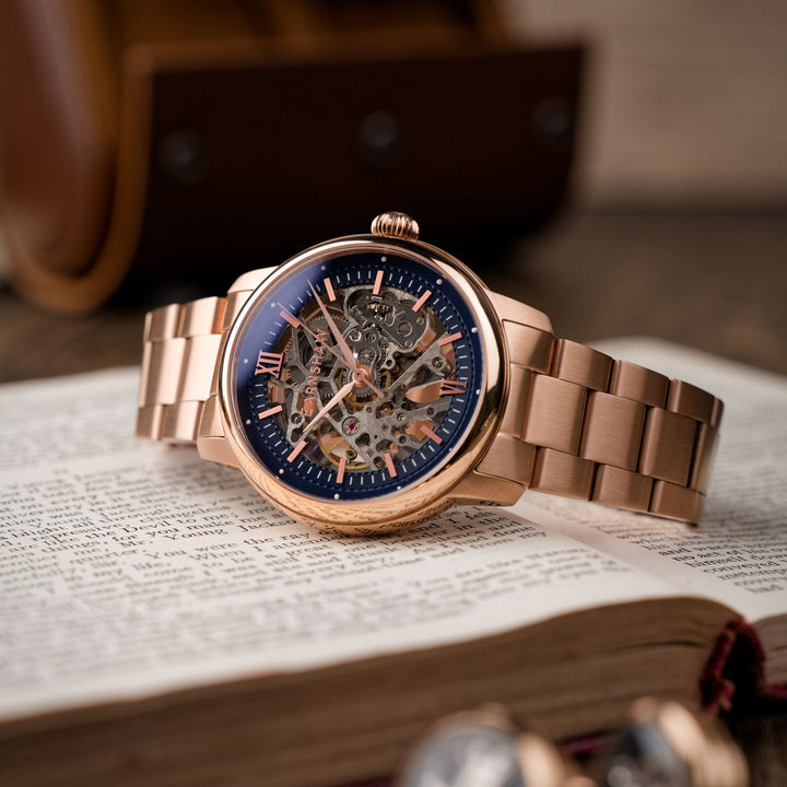 Earnshaw Cornwall Skeleton Automatic Rose Blue