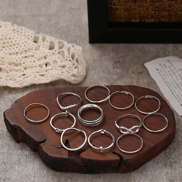 Silver Plated Nine Piece Love Infinity Ring Set