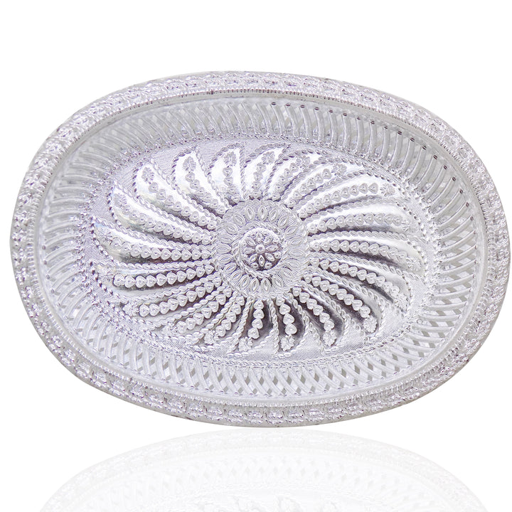 2090 Multipurpose Royal Design Oval Silver Gift Tray