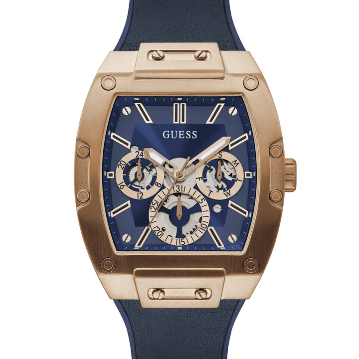 Guess Phoenix Blue Dial Tonneau Case Multi Function Men Watch