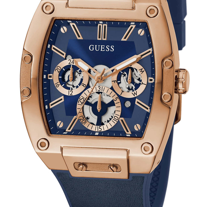 Guess Phoenix Blue Dial Tonneau Case Multi Function Men Watch