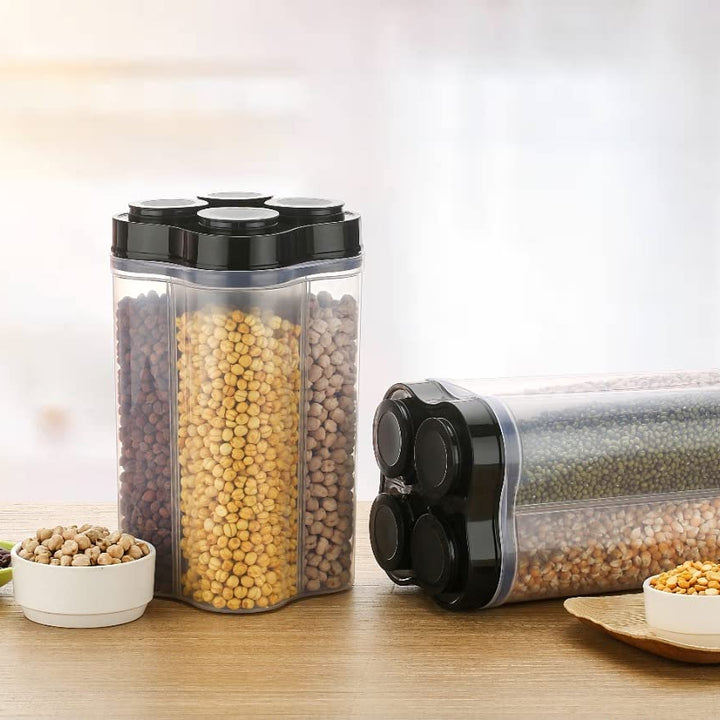 0764b Plastic Lock Food Storage 4 Section Container Jar For Grocery Fridge Container.