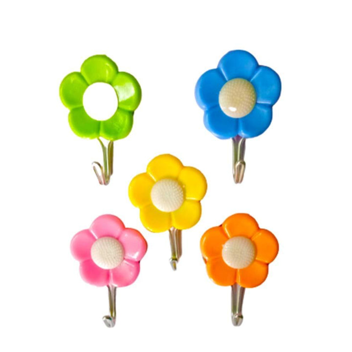 1113 Plastic Self-adhesive Flower Shape Hooks (Pack Of 5)