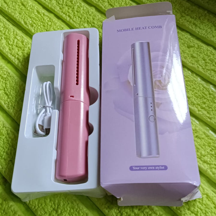 13072 Rechargeable Mini Hair Straightener Travel Portable Usb Charging Cordless Hair Straightener Bursh Three Temperature Adjustments Flat Iron Comb (1 Pc)