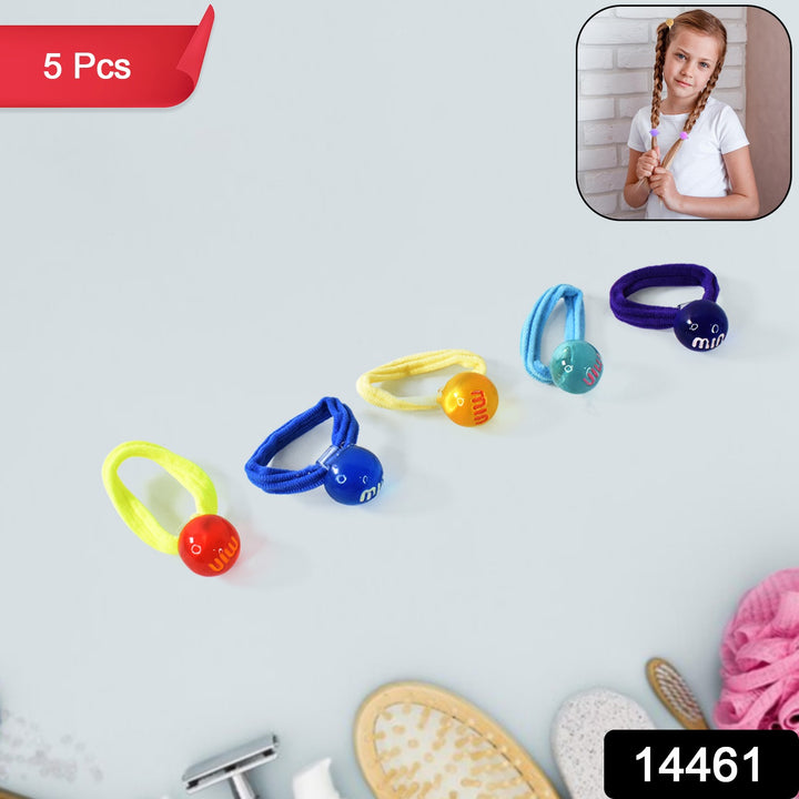Small Ball Elastic Hairbands (Pack Of 5  Multicolour)