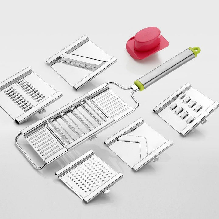 2142 6 In 1 Stainless Steel Kitchen Chips Chopper Cutter Slicer And Grater With Handle