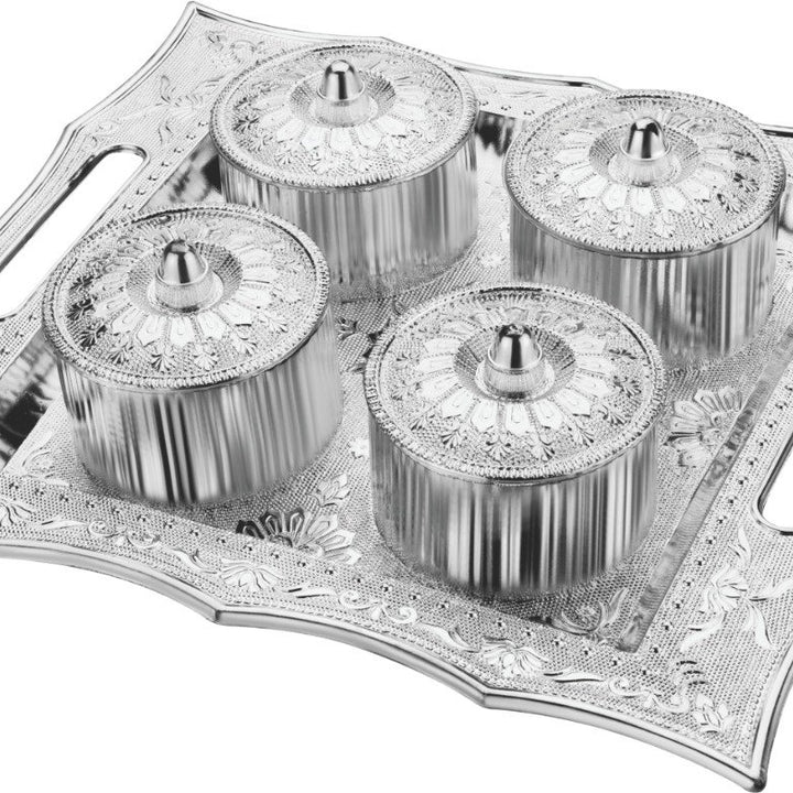2218 Dry Fruit Air Tight Bowls Tray With Lids 4 Section Snacks Mukhvas Dani
