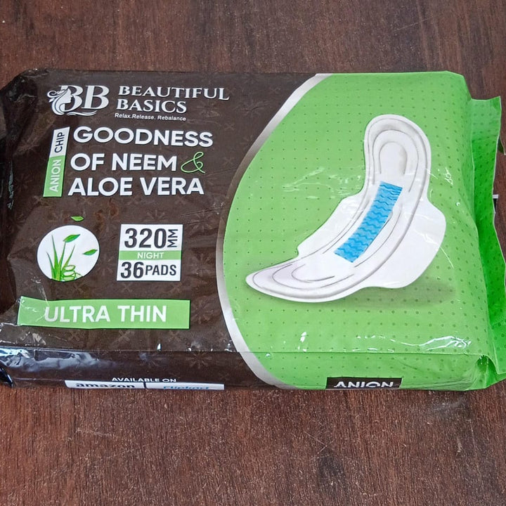 0982 Sanitary Pads For Women With Goodness Of Neem  Aloe Vera  Ultra Thin  Leakage Protection  Ph Balance  With Antibacterial Anion Chip  5x More Absorbance (320 Mm  36 Pads)