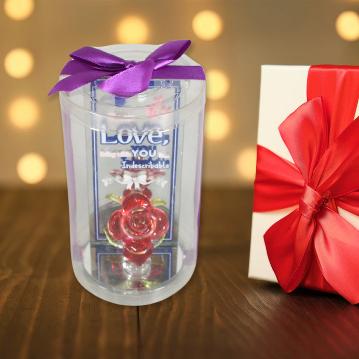 17530 Lovely Rose Gift Showpiece Love Showpiece Valentines Day Gift Cute Anniversary Wedding Birthday Boyfriend Husband Romantic Unique Gift Set Home Decoration Gift Set (1 Pc)
