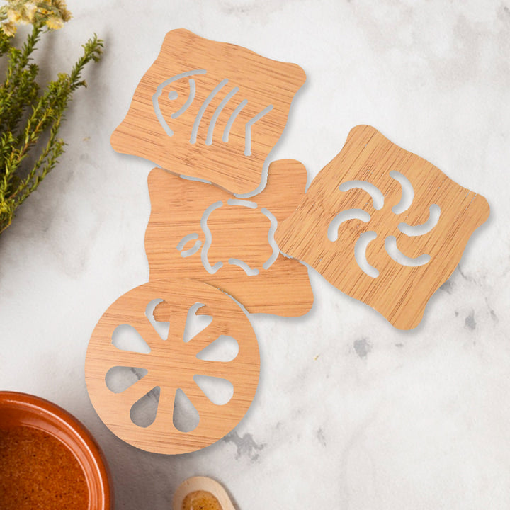 Wooden Table Coasters Tea Coasters (1 Pc  Mix Design)