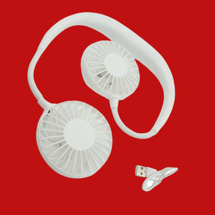 0896 Portable Fan Usb Rechargeable Mini Hand Free Personal Fan Adjustable Speed Wearable Neckband Fan For Camping Traveling Office Room Outdoor (1 Pc )