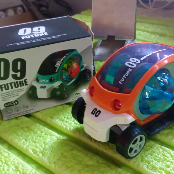 17922 Plastic 360 Degree Rotating Stunt Car Toy For Kids - Bump And Go Action With 4d Lights And Music Plastic Mini Car With Disco Ball (1 Pc  Battery Not Included)