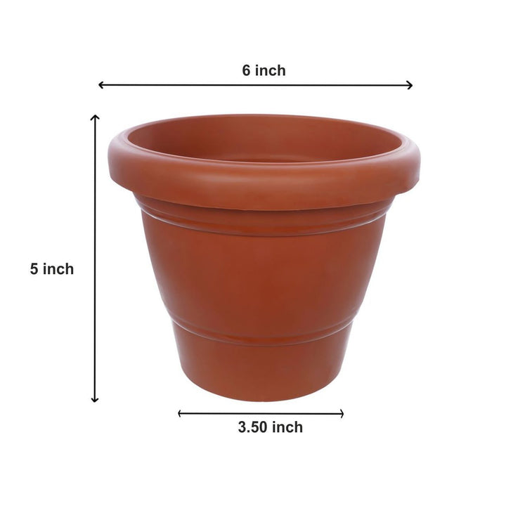 0839 Garden Heavy Plastic Planter Potgamla 6 Inch (Brown Pack Of 1 Small)