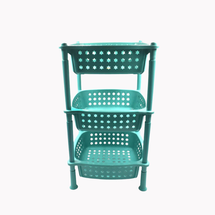 2588 3 Layer Squre Kitchen Trolley Basket