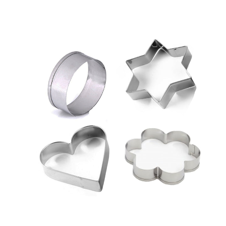 0827 Cookie Cutter Stainless Steel Cookie Cutter With Shape Heart Round Star And Flower (4 Pieces)