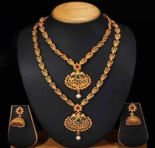 WOMEN NACKLASE GOLD SET JEWELLERY ALLOY - Springkart 