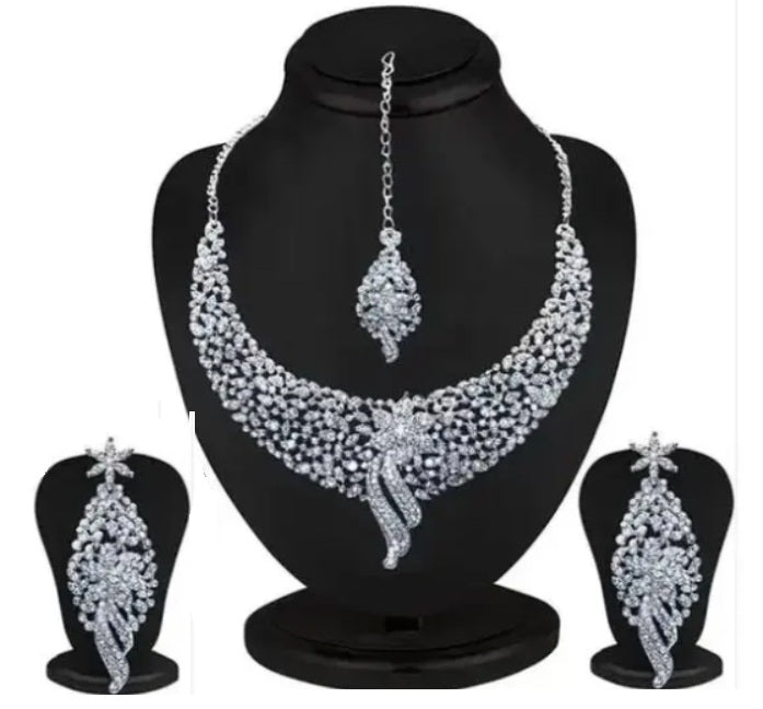 Silver Plated Jewellery Set White Austrian Diamond