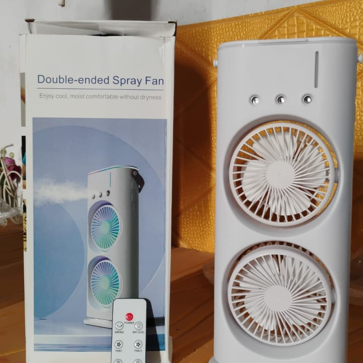 Electric Fan Desktop Double-head Powerful Air Cooler (1 Pc  With Remote)