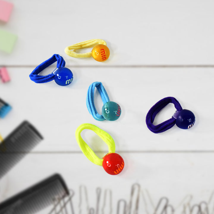 Small Ball Elastic Hairbands (Pack Of 5  Multicolour)