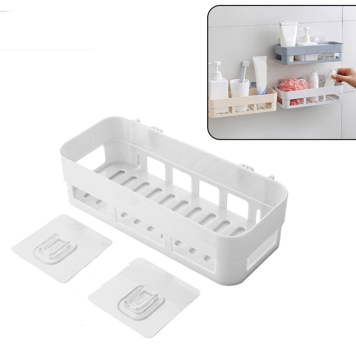 4029 Abs Plastic Shower Corner Caddy Basket Shelf Rack With Wall Mounted Suction Cup For Bathroom Kitchen