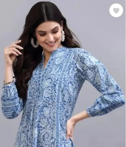 WOMEN'S JAIPURI FLORAL SHORT KURTA ,FLORAL SHORT KURTA,SHORT KURTA FOR JEANS