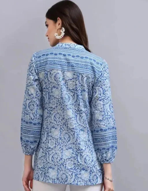 WOMEN'S JAIPURI FLORAL SHORT KURTA ,FLORAL SHORT KURTA,SHORT KURTA FOR JEANS