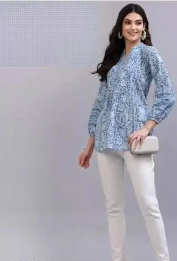 WOMEN'S JAIPURI FLORAL SHORT KURTA ,FLORAL SHORT KURTA,SHORT KURTA FOR JEANS