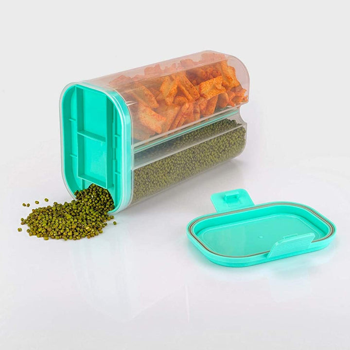 2146 Plastic 2 Sections Air Tight Transparent Food Grain Cereal Storage Container (2 Ltr) (With Box)