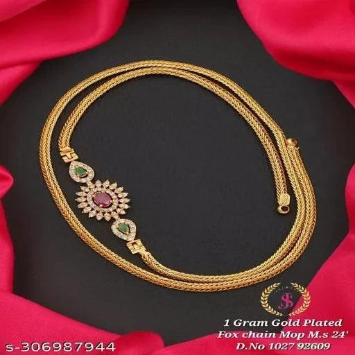 1 GRAM GOLD PLATED 24" inch FOX CHAIN PENDANT FOR WOMEN/GIRLS - Springkart 