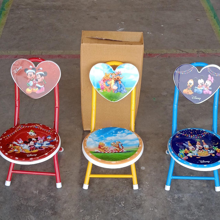 17761 Heart Shape Kids Chair Cartoon Printed Foldable Kids  Children Folding Chair For Playrooms Schools Daycares And Home. Metal And Fibre Body Picnic Beach Camping Chair (1 Pc)