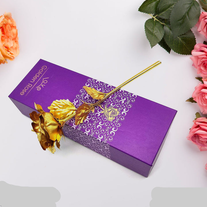 0606 Luxury Decorative Gold Plated Artificial Golden Rose With Premium Box