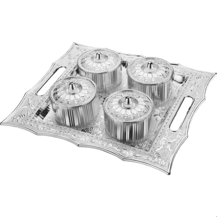 2218 Dry Fruit Air Tight Bowls Tray With Lids 4 Section Snacks Mukhvas Dani