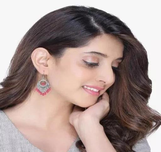Six pair Combo of Traditional Ethnic Fancy Light Weight Silver Oxidised Jhumki Alloy Hoop Earring - Springkart 