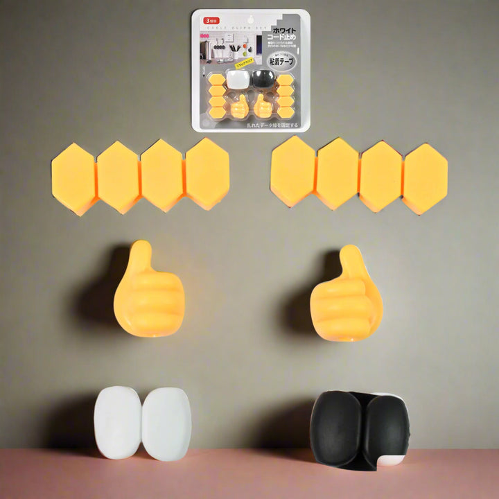 Self Adhesive Hooks For Cable Clips Desktop Cable Organizer (6 Pcs Set  Mix Design)