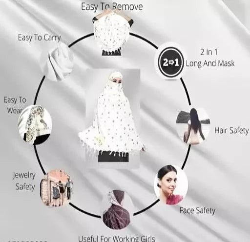 THINKWELL Ready Stiched to wear Long Stylish Scarves&Stoles Cum Mask for Woman or Girl - Springkart 