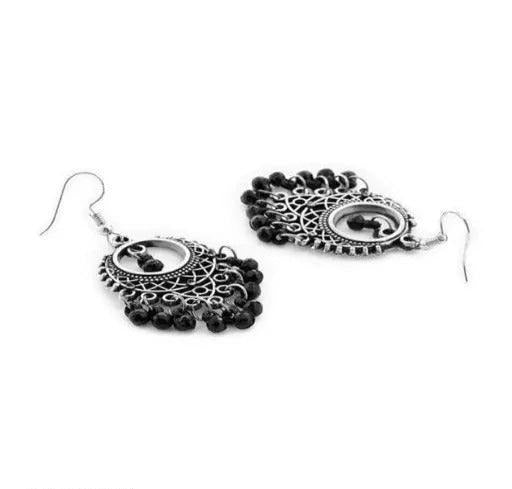 Six pair Combo of Traditional Ethnic Fancy Light Weight Silver Oxidised Jhumki Alloy Hoop Earring - Springkart 