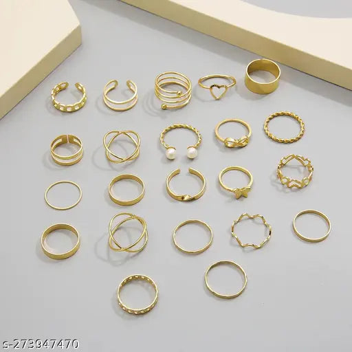 Women Gold Plated Contemporary Stackable Rings Set of 23pcs - Springkart 