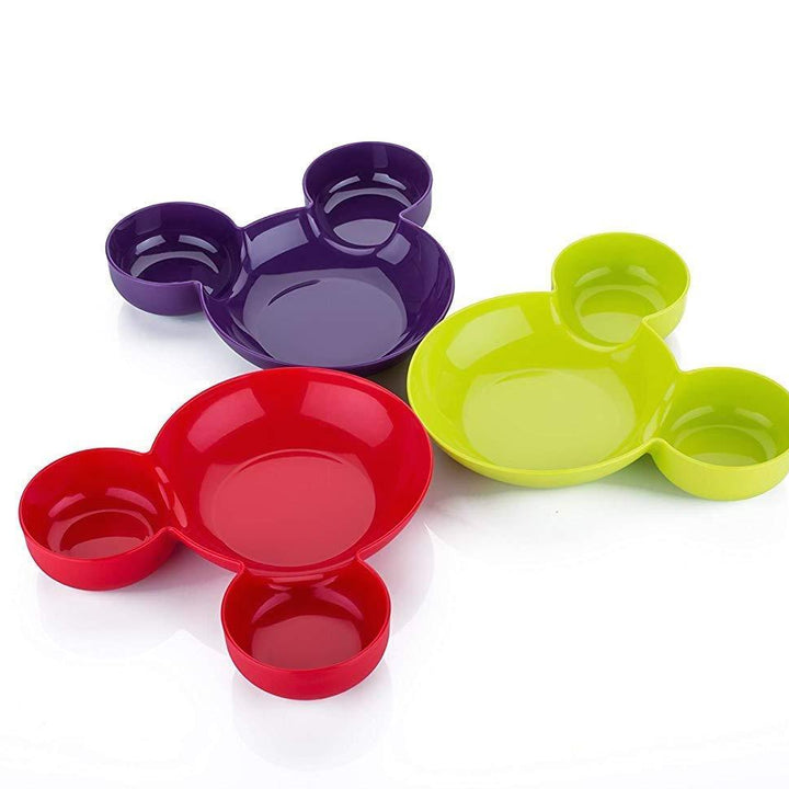 0843 Mickey Shaped Kidssnack Serving Sectioned Plate