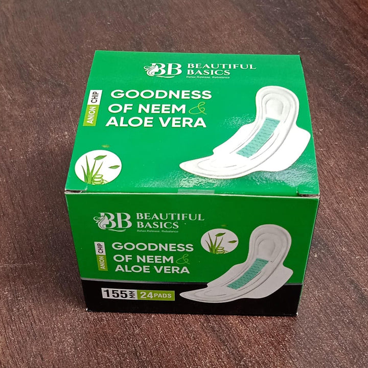 0984 Sanitary Pads For Women With Goodness Of Neem  Aloe Vera  Ultra Thin  Leakage Protection  Ph Balance  With Antibacterial Anion Chip  (155 Mm  24 Pads)